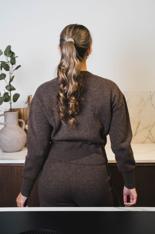 Vesper Merino Cardigan Brown Melange 