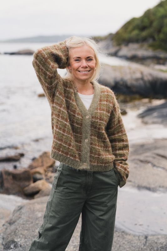 Kate Check Cardigan Green Mix 