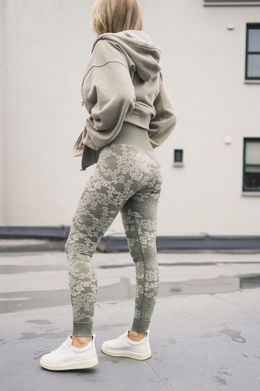 Seamless Jacquard Tights Green Mix 