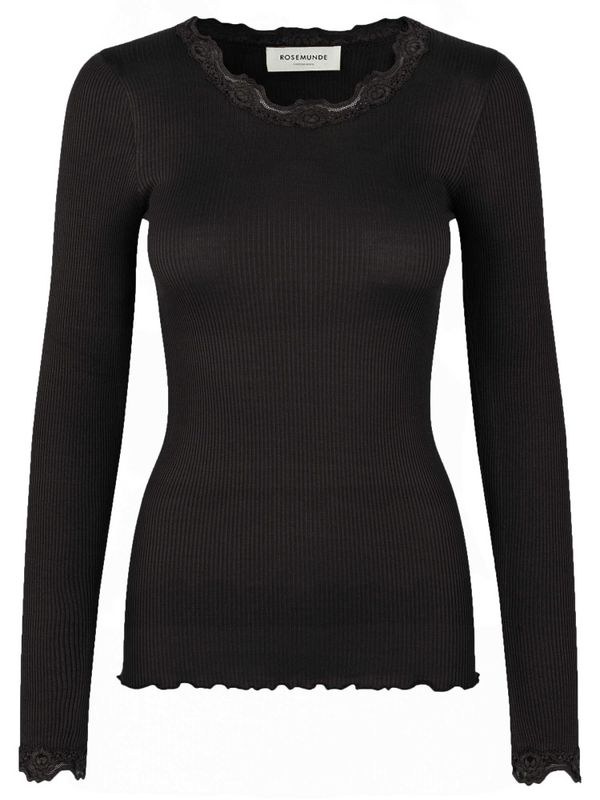 Babette Silk LS Lace T-Shirt Black 