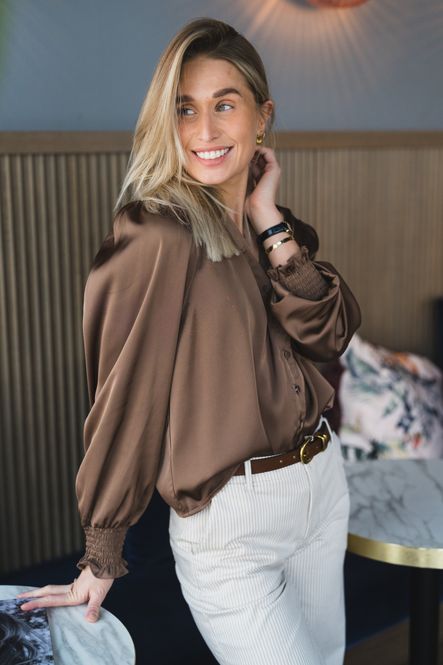 Hovedbilde Delsie Drapy Sateen Blouse Dusty Brown 