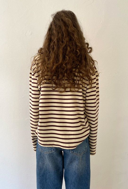 Nete O-Neck Tee Stripe Offwhite/Bordeaux 