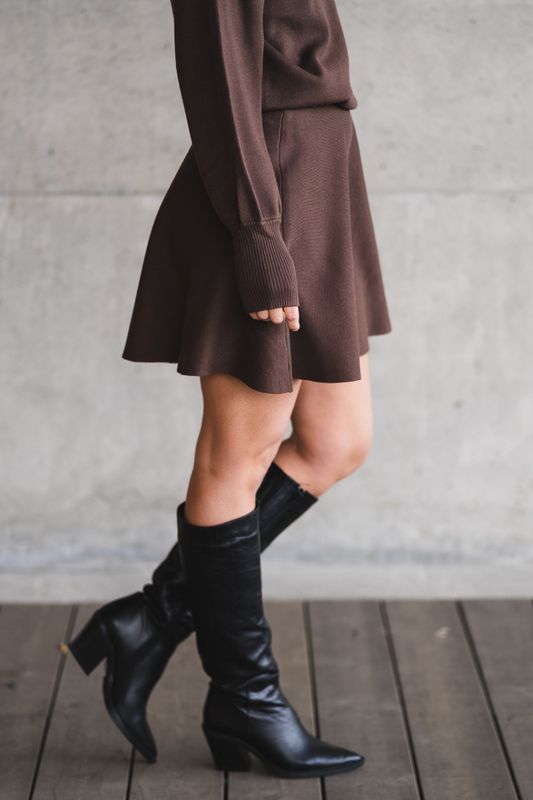 Fonny HW Knit Skirt Chocolate Brown