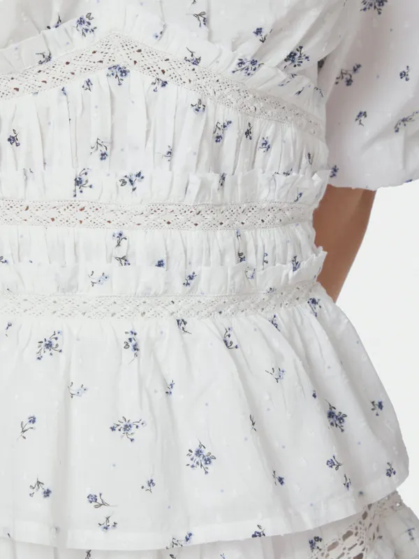 Sapura Flower Dobby Blouse Blue Flower 