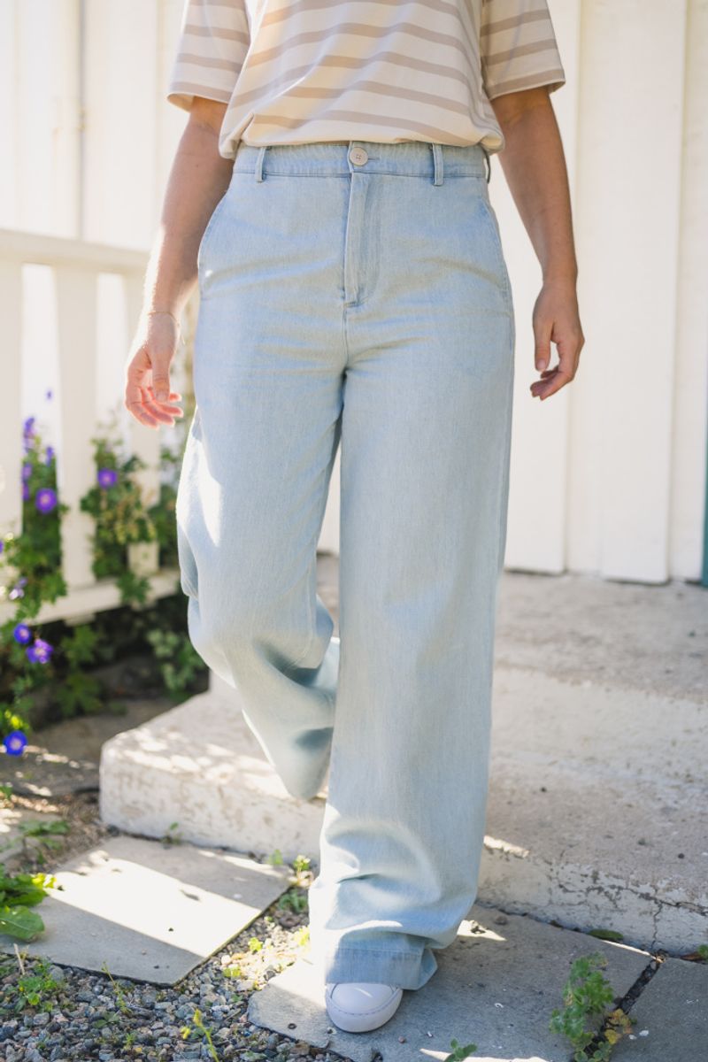 Coralies Pants Whiteish Blue Denim 