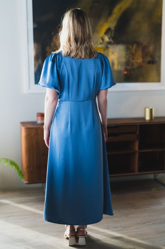 Illana Heavy Sateen Dress Smoke Blue 