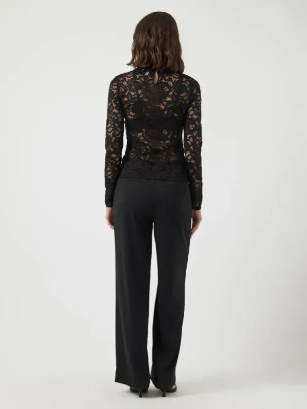 Lacey LS Lace Top Black 