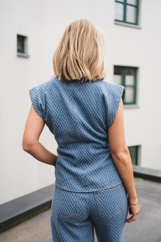 Anto Denim Pleat Top Light Denim 