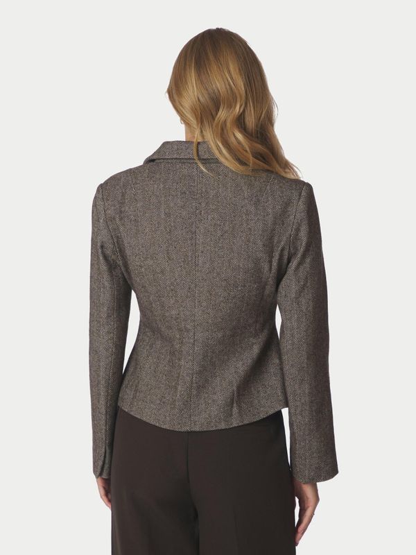 Valia Herringbone S Blazer Dark Brown 
