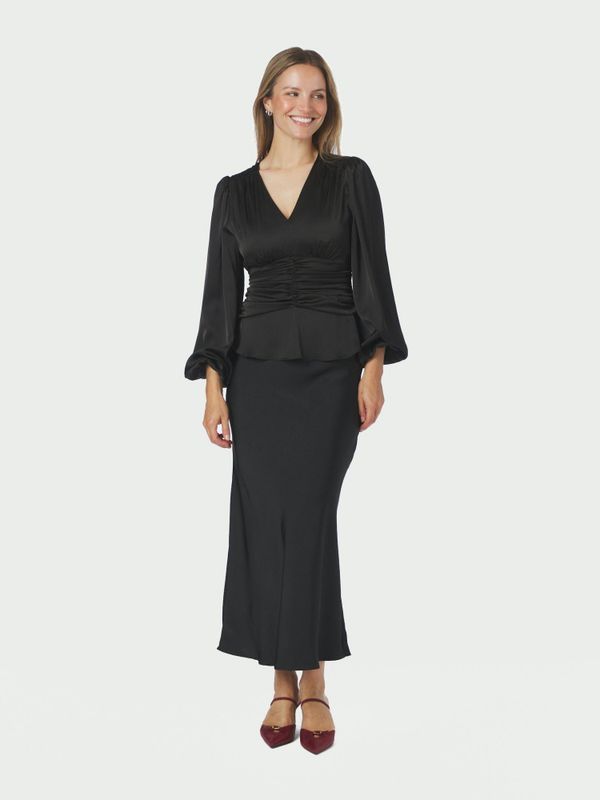 Pascal Drapy Satin Blouse Black 