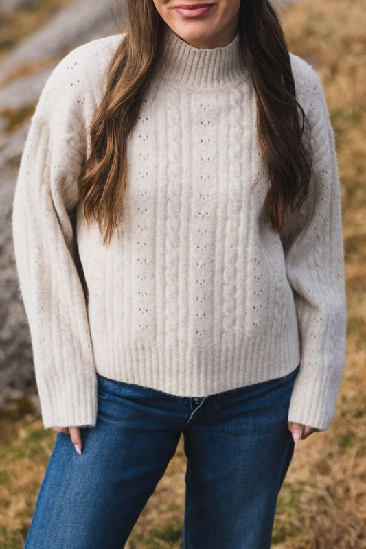 Anda Cable Knit Blouse Ivory 