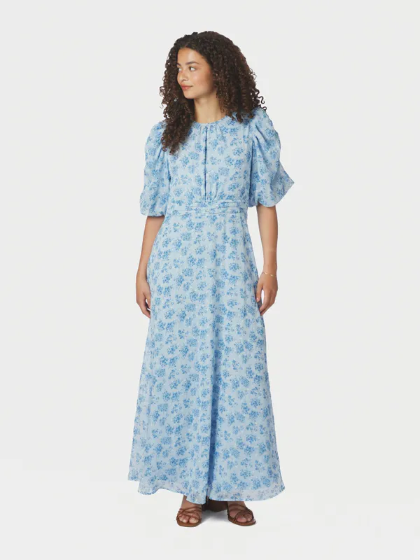 Kikka Chiffon Flower Dress Light Blue 