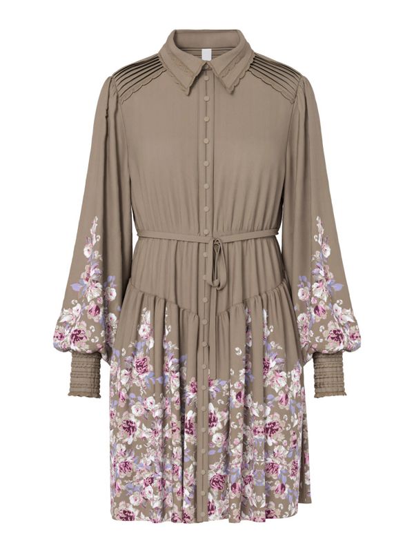 Somellu LS Shirt Dress Timber Wolf Somellu Print 