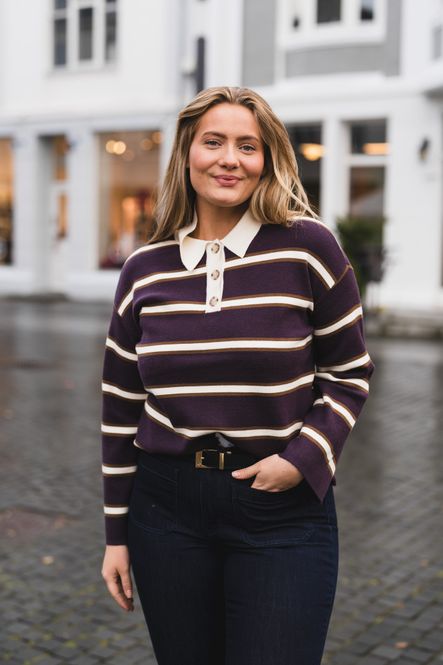 Hovedbilde Isabell LS Polo Knit Pullover Plum Perfect ...