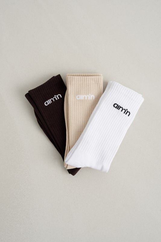 Cacao Aim'n Logo Socks 3-Pack Cocao