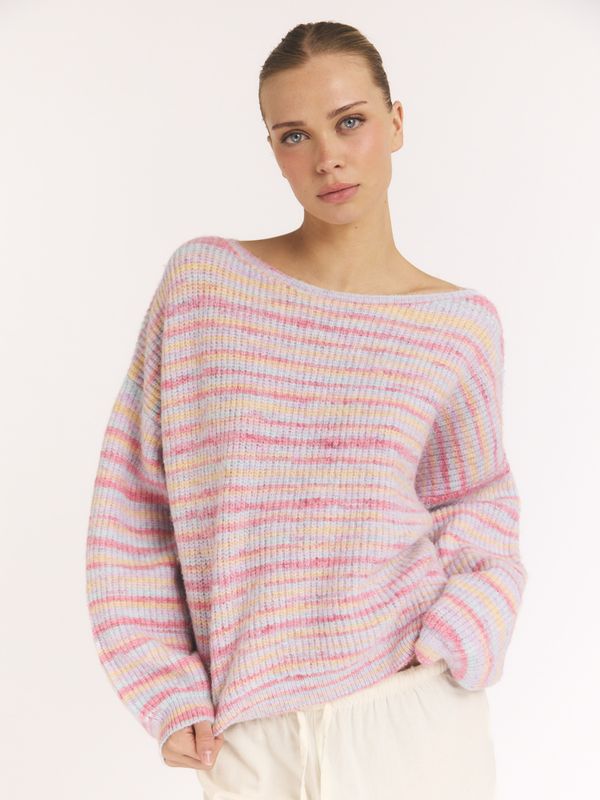 Knitted Melange Striped Sweater Multi Colour 