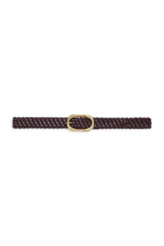 Signature Link Belt Braided Fig Burgundy 