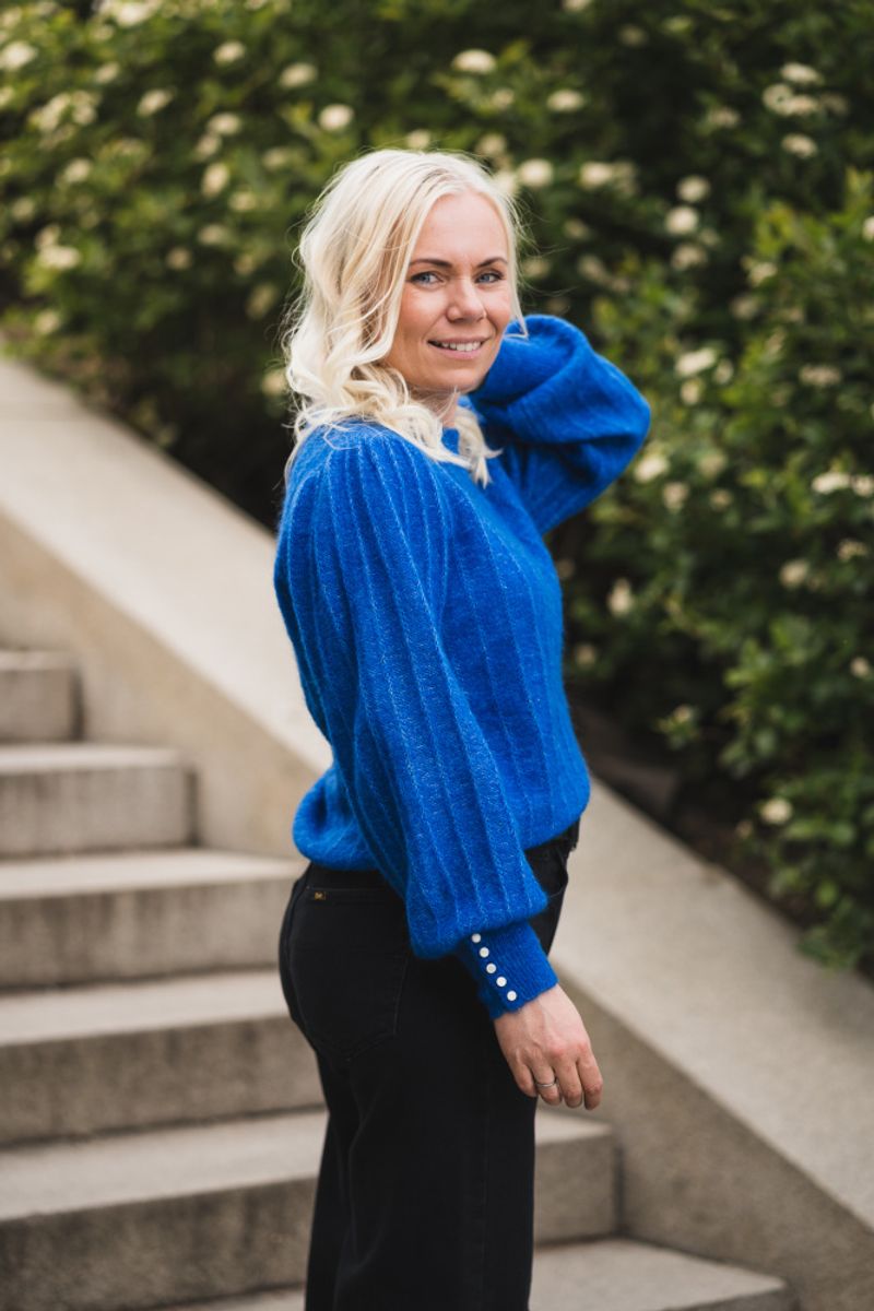 Amalie Puff Pullover Blue Iolite Melange 