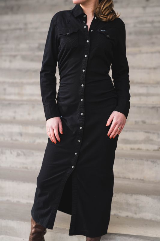 Cinched Waist Maxi Black Fade 