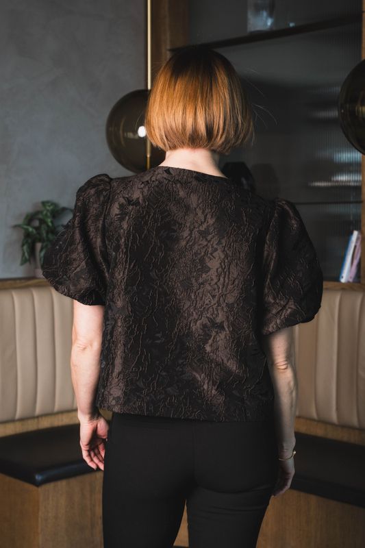 Aisa Brocade Blouse Dark Brown 