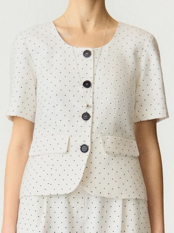 Dotly SS Blazer Star White W. Black Dots 