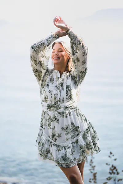 Hovedbilde Roberta Flower Flow Dress Sage Green 