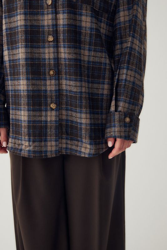 Marlon Shirt Brown Blue Check 