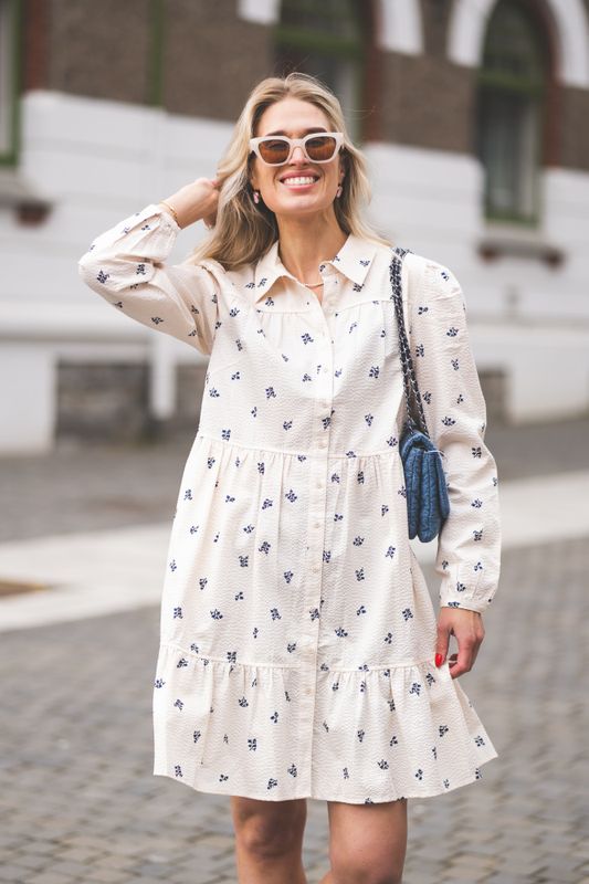 Nanena Dress Blue Bouquet Print