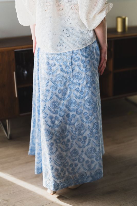 Checks Maxi Skirt Light Blue 