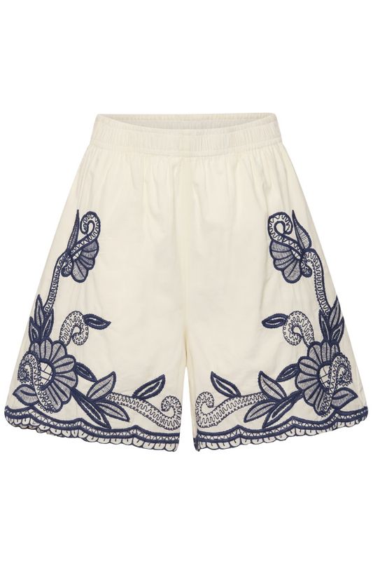 Bitja Shorts Whisper White W Blue Emb