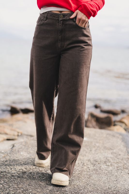 Ann Wide Trousers Brown 