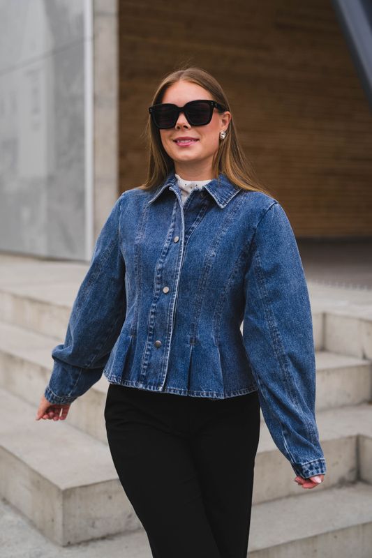 Rivora Denim Peplum Jacket Blue 