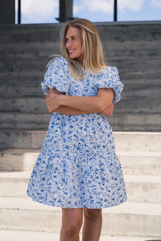 Colea SS Dress Pristine Blue Donna Print 