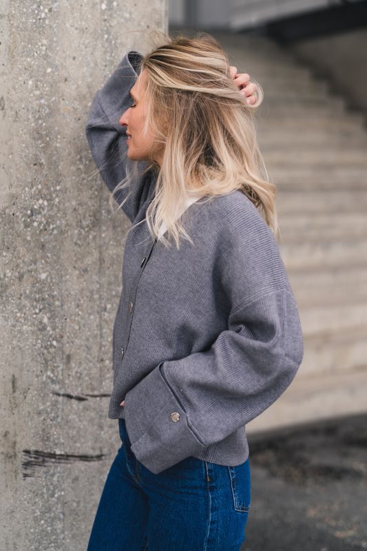 Atari Rib Cardigan Grey Melange 