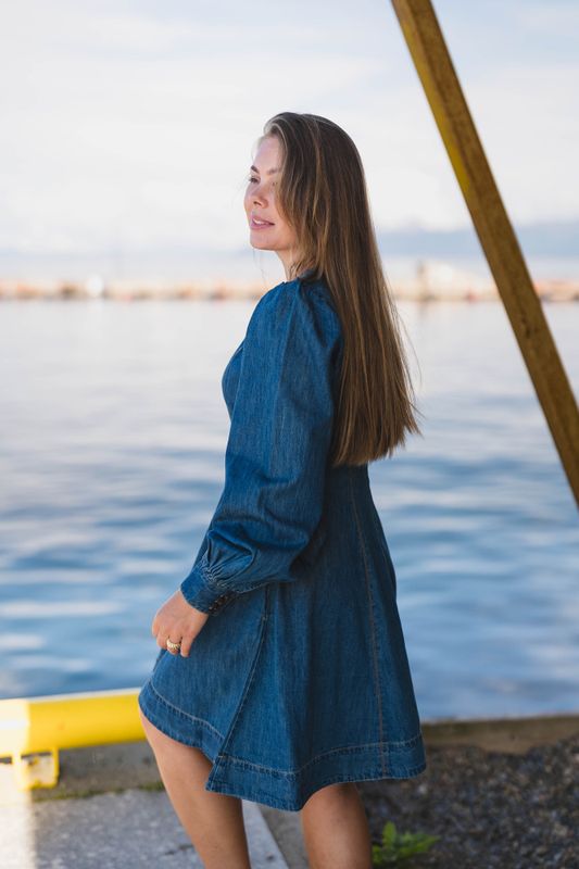 Denim Fitted Dress French Blue 