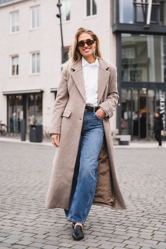 Corina Herringbone Twill Coat Beige Melange 