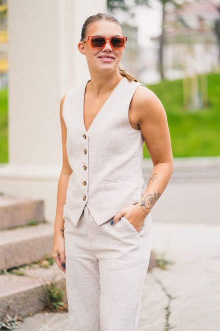 Hovedbilde Nadhia Waistcoat French Oak Melange 