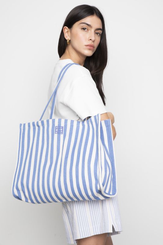 Ivy Tote Bag Blue Stripe 