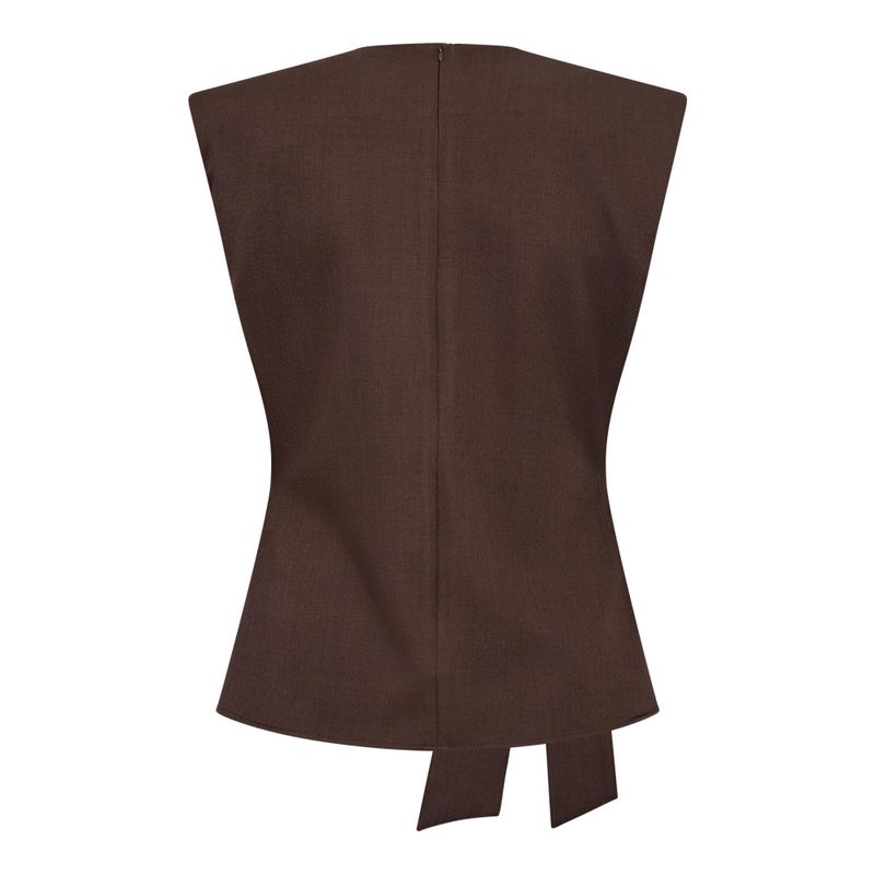 Luna Pleat Top Dark Brown 