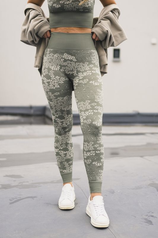 Seamless Jacquard Tights Green Mix 