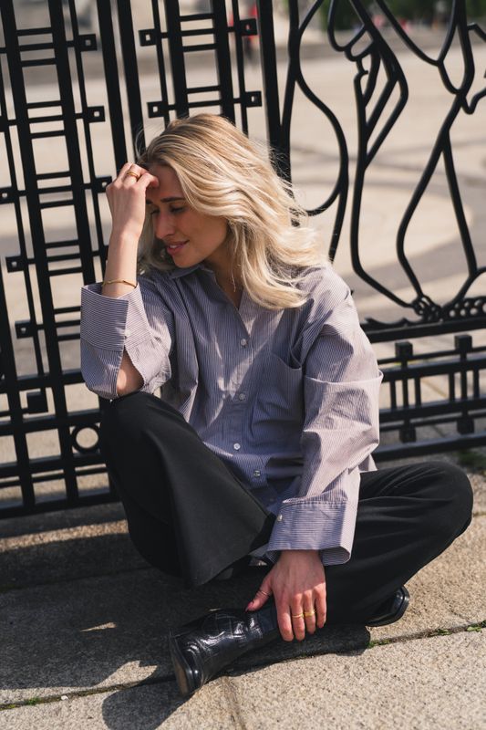 Derris Shirt Thin Brown Stripe 