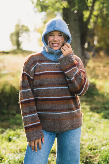 Hovedbilde Fluffy Stripe Crew Brown Mix 