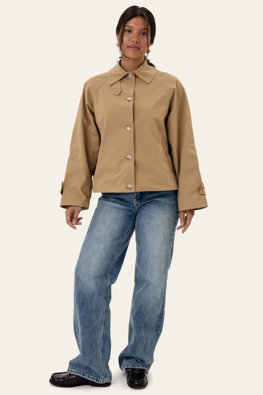 Avaic Short Trenchcoat Dark Beige 
