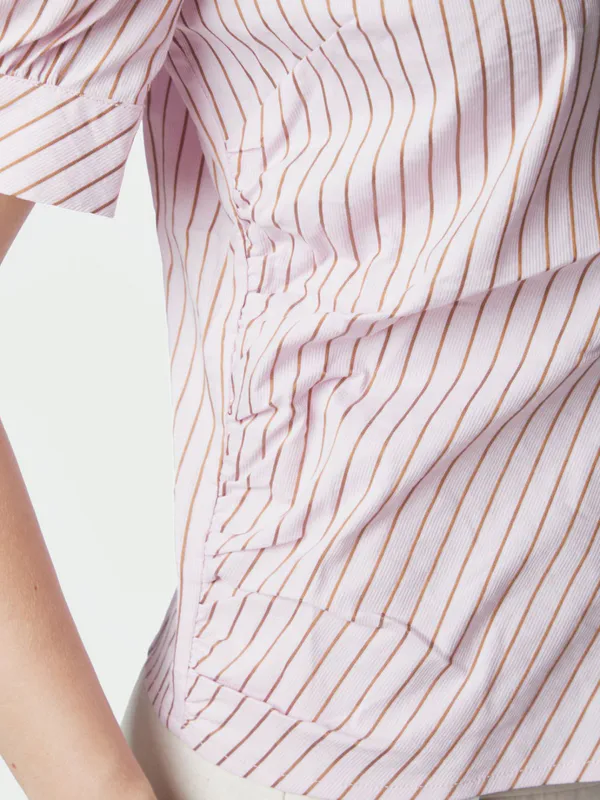 Frannie Structure Stripe Shirt Light Pink 