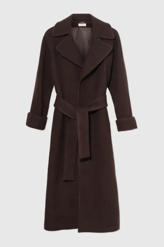 Wool Coat Long Dark Brown 