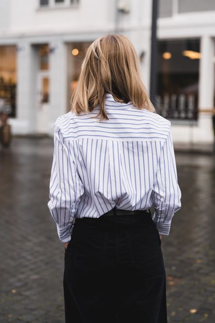 Hovedbilde Somo Stripe Funnel Neck Shirt White 