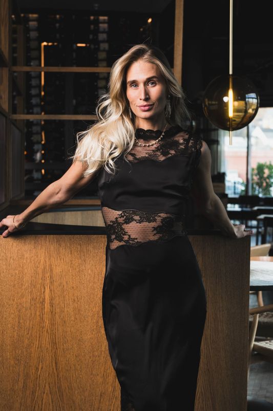 Desire Lace Trimmed Cut Out Midi Dress Black 