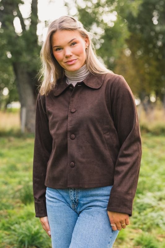 Nilo Faux Suede Jacket Dark Brown 