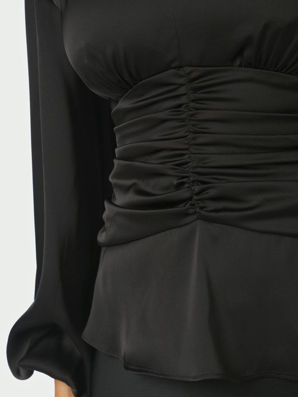 Pascal Drapy Satin Blouse Black 