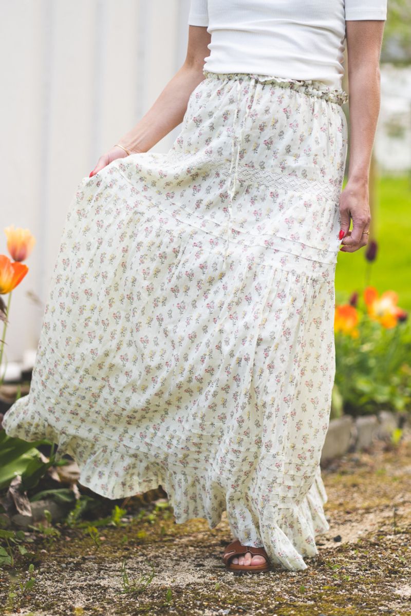 Fippo Fine Print Skirt Creme 